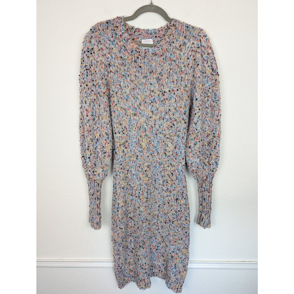 Koko + Mason Sweater Dress Confetti Popcorn Knit Multicolor Quirky Boho Size L